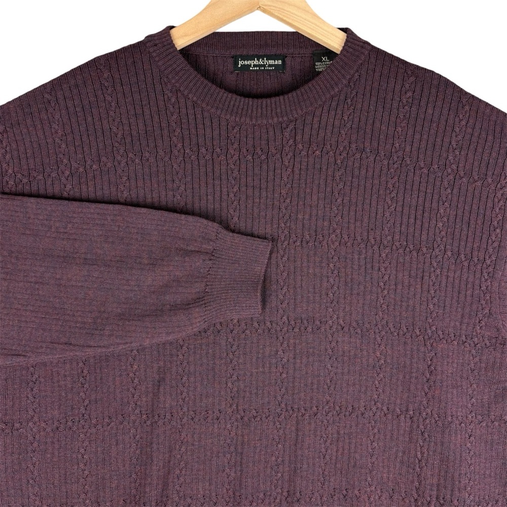 Joseph & Lyman‎ Sweater Mens XL Purple Plum 100% Merino Wool Crewneck Italy